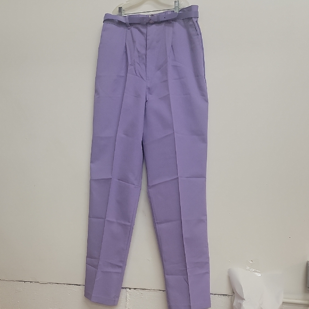 Vintage 80s Pleated Purple Pants with Belt Sz 14 DEADSTOCK